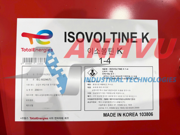 Dầu cách điện máy biến áp TOTALENERGIES ISOVOLTINE K 1-4 thùng phuy 200 lít dùng cho máy biến áp và thiết bị điện cao áp